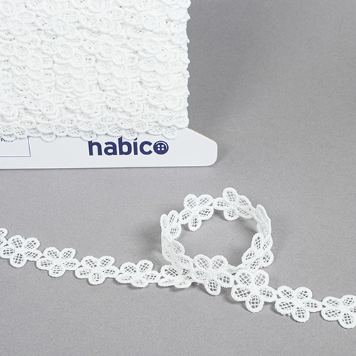 Galon Brodé Grande Marguerite 27 Mm - Blanc