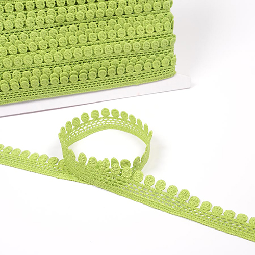 Pizzo A Cerchi Con Pois In Guipure Di Poliestere 18 Mm - Verde Lime di Habico