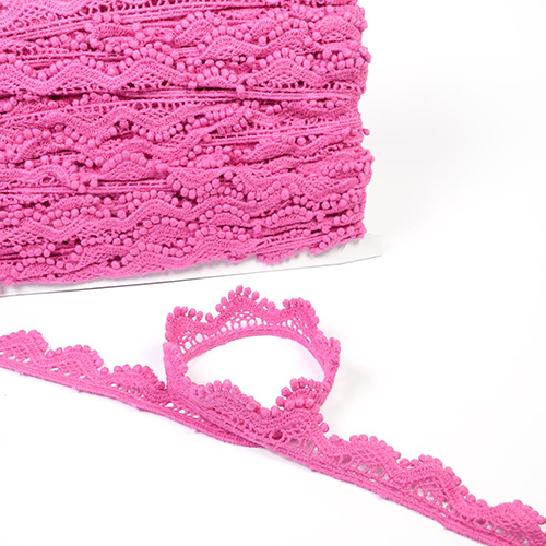 Encaje Guipure Elegante Con Lunares Ondulados 26mm - Rosa