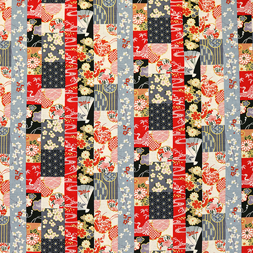 Rayures Traditionnelles Japonaises Patchwork Rectangles Or