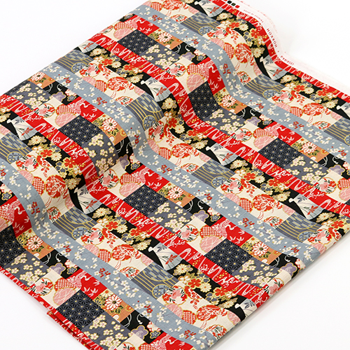 Traditionelle Japanische Streifen Patchwork Rechtecke Gold 3