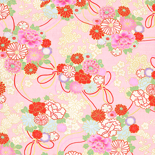 Goldene Metallische Japanische Blumen Und Seil Stoff von Hokkoh