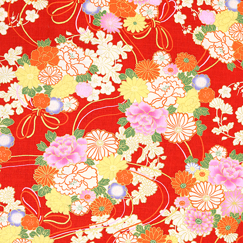 oldene Metallische Japanische Blumen Und Seil Stoff von Hokkoh