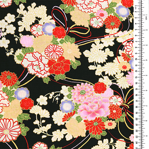 Gold Metallic Japanese Flowers and Rope 1