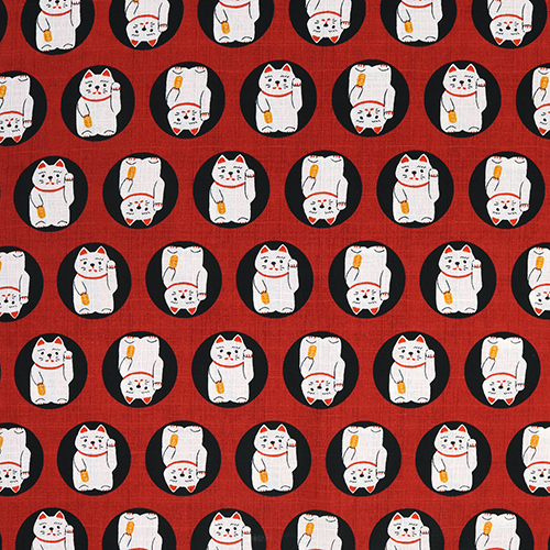 Maneki-Neko Glckskatze Kreise Stoff von Hokkoh