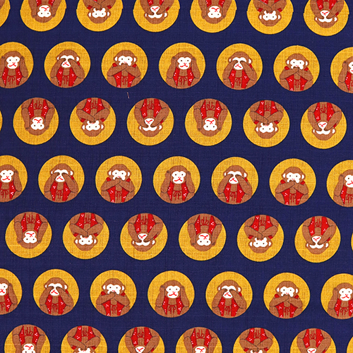 Trois Singes Sages Cercles Tissu par Hokkoh