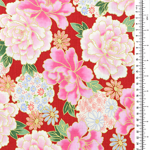 Vergoldete Pfingstrose Kyoto Blumenmuster Rot 1