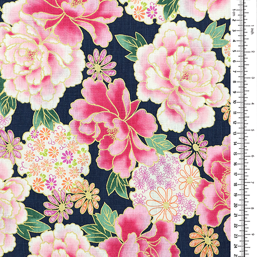 Peonía Dorada Kyoto Floral Índigo 1