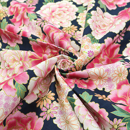 Peonía Dorada Kyoto Floral Índigo 2