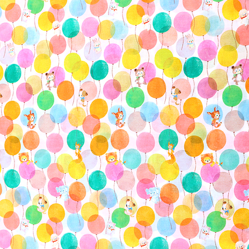 Fiesta de Globos Pastel Clidos Lindos Animales Vintage Tela de Hokkoh