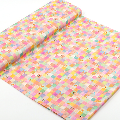 Motif à Carreaux Pastel Chaud Animaux Vintage Mignons 3