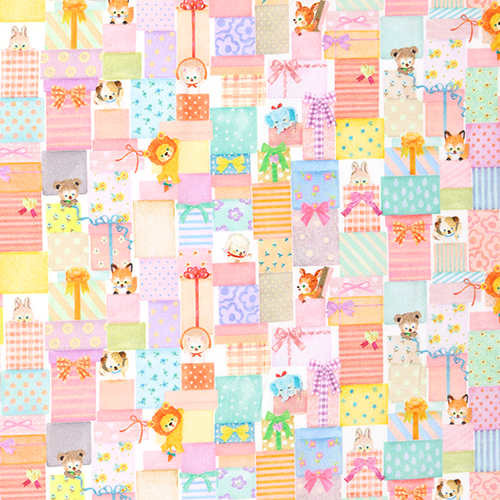 Cadeaux Empils  Motifs avec d'Adorables Animaux Vintage Tissu par Hokkoh