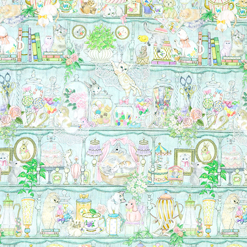 Coiffeuse Antique de Chalet Animaux Vintage Mignons Tissu par Hokkoh