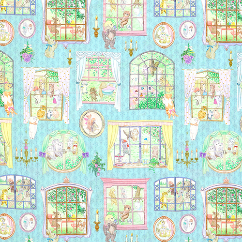 Ventanas De Cabaa Animales Vintage Lindos Tela de Hokkoh