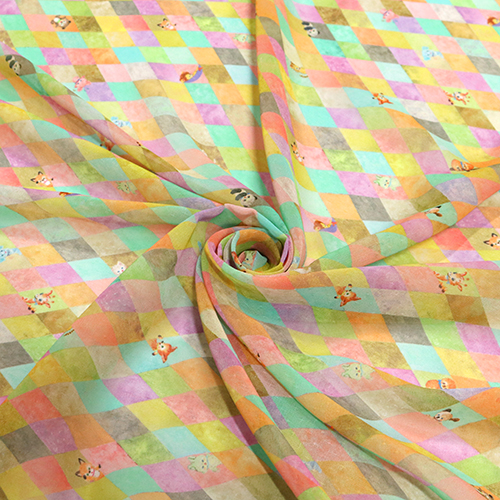 Diamonds Tiny Vintage Peeping Animals Chiffon 2