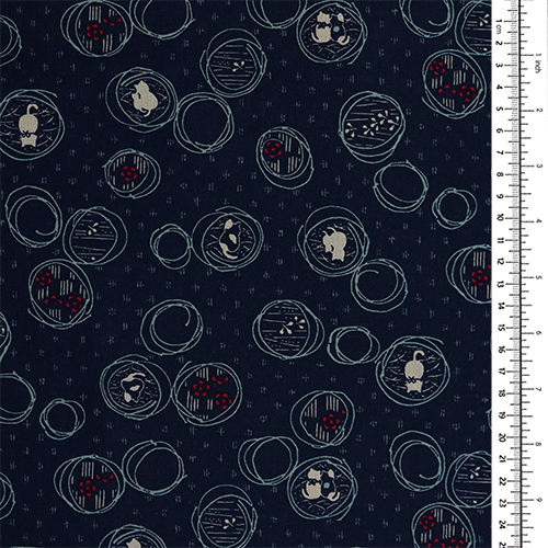 Chat Neko dans Cercle Esquissé Motifs Japonais 1