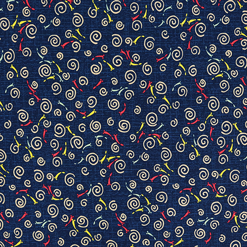 Spirales de Poissons Colors Nageant Tissu par Japanese Indie