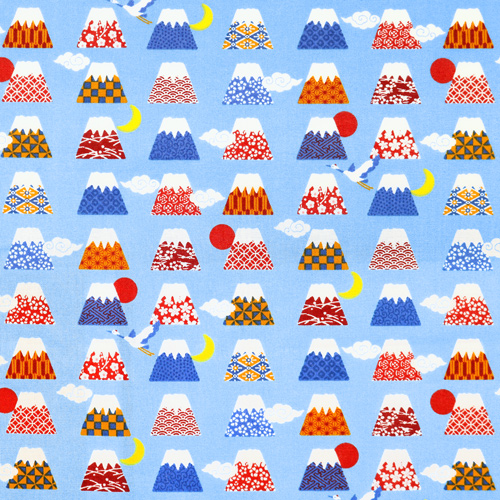 Monte Fuji Cielo Blu Nuvole Sole Luna