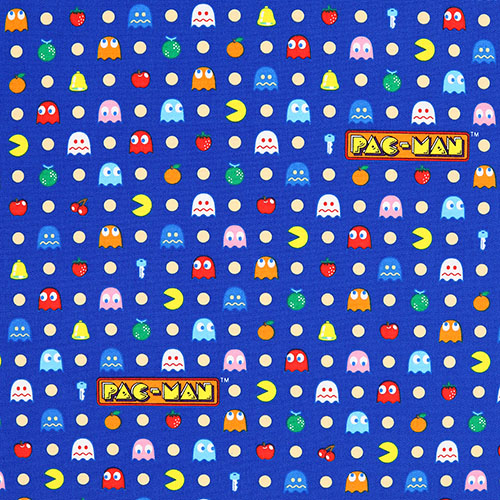 PACMAN Rows Dots Fabric by Japanese Indie