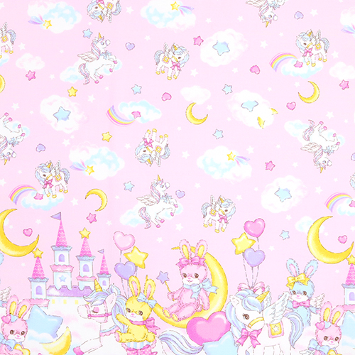 Einhorn Schloss Wolken Sterne Mond Rahmen Stoff von Japanese Indie