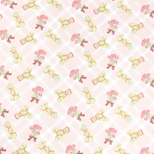 Adorable Oso Tartán De Cuadros Rosas Rosadas Tela de Japanese Indie