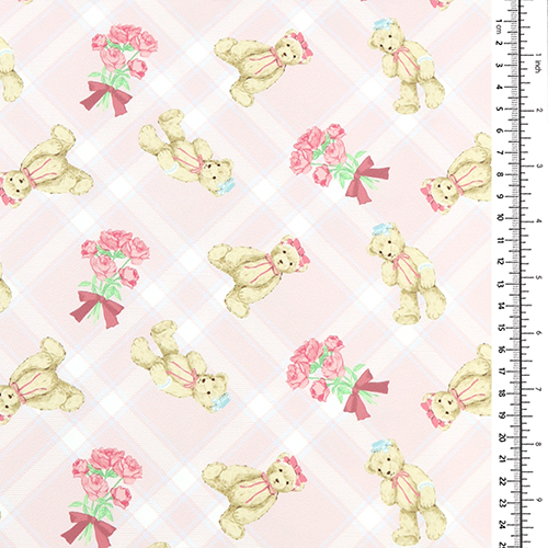 Adorable Ours Tartan Carreaux Roses Rose 1