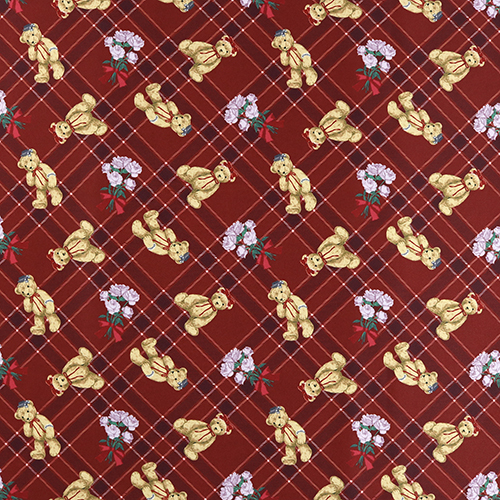 Adorable Oso Tartán De Cuadros Rosas Rojas Tela de Japanese Indie