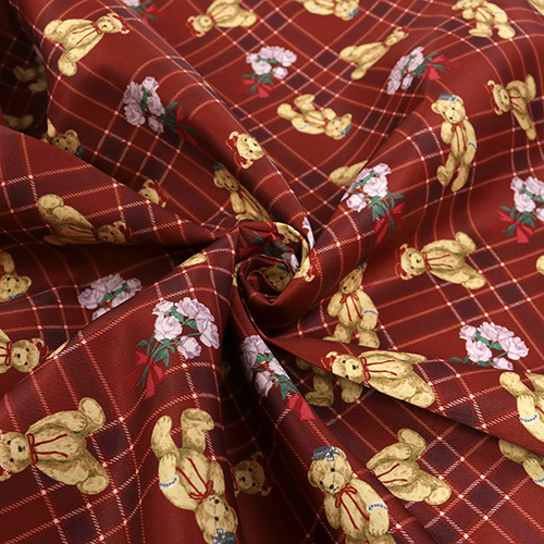 Niedlicher Bär Tartan-Karo Rosen Rot 2