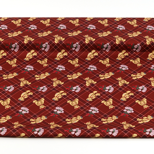 Niedlicher Bär Tartan-Karo Rosen Rot 3