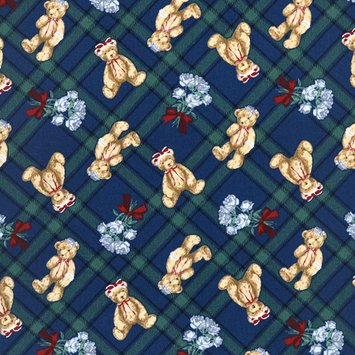 Adorable Cute Bear Tartan Plaid Roses
