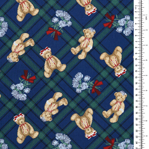 Adorable Cute Bear Tartan Plaid Roses 1