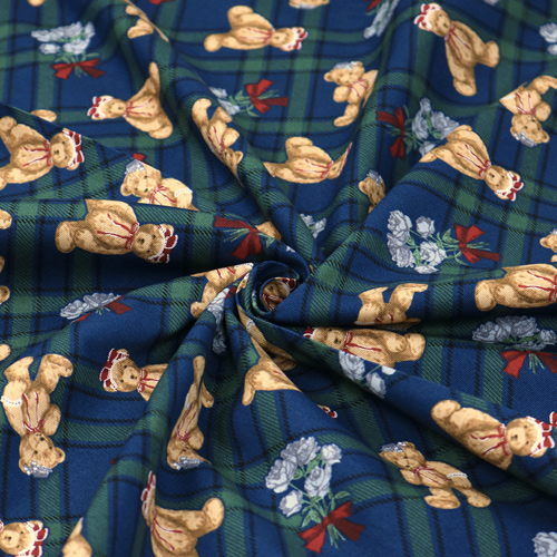 Adorable Cute Bear Tartan Plaid Roses 2