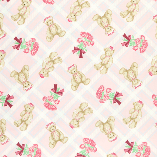 Adorable Cute Bear Tartan Plaid Roses