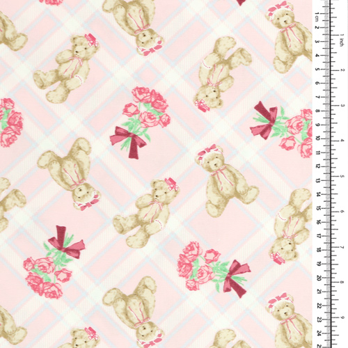 Adorable Ours Mignon Avec Motif �cossais Tartan Et Roses 1