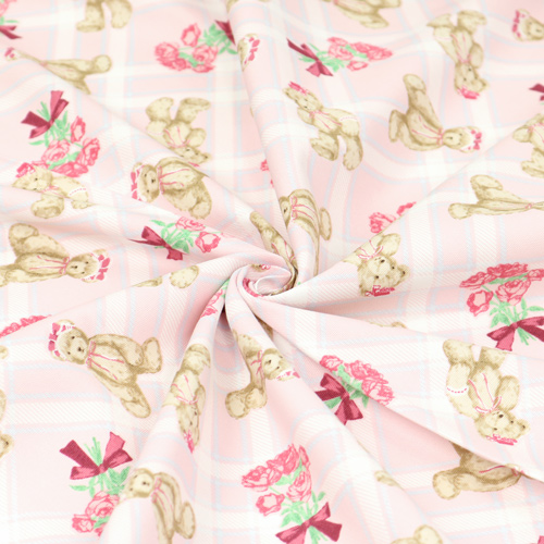 Adorable Ours Mignon Avec Motif �cossais Tartan Et Roses 2