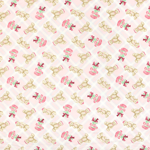 Adorable Ours Mignon Avec Motif �cossais Tartan Et Roses 4
