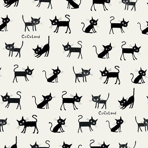 Petits Chats Noirs Classiques de Cocoland Tissu par Japanese Indie