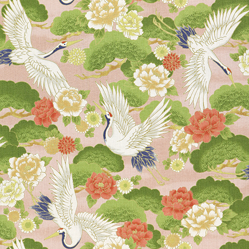 Japanese Crane Pine Tree Peony Pink