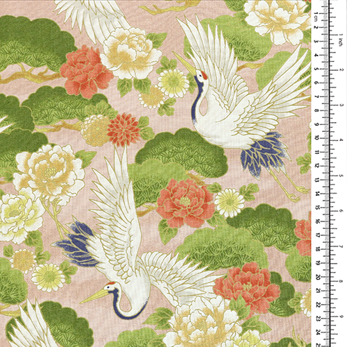 Japanese Crane Pine Tree Peony Pink 1