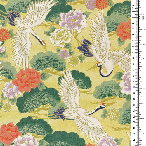 Japanese Crane Pine Tree Peony Blue 1