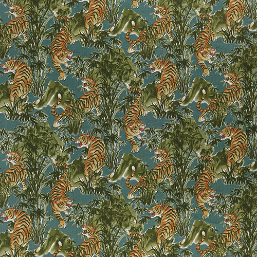 Bamboo Forest Crouching Tiger Teal 4