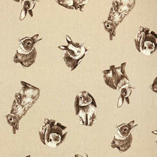 Rabbits Vintage Seipia On Natural Canvas 4