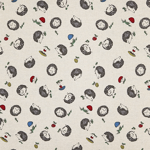 Hrissons Mignons et Champignons Illustrs Tissu par Japanese Indie