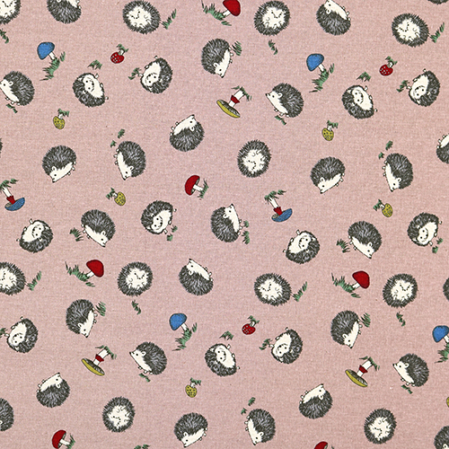 Hrissons Mignons et Champignons Illustrs Tissu par Japanese Indie