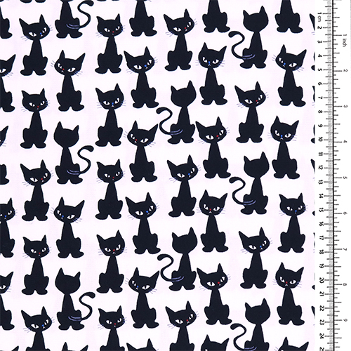 Stylised Black Cats Sitting Red Blue Noses 1