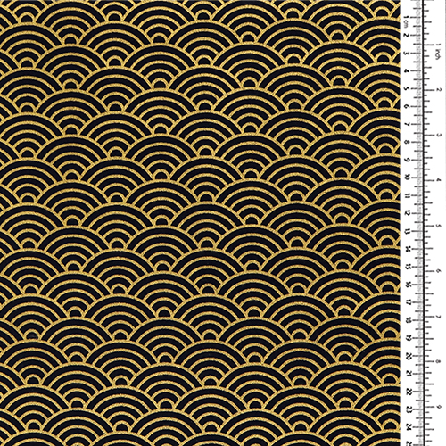 Schwarze Seigaiha-Welle Mit Metallischem Gold 1