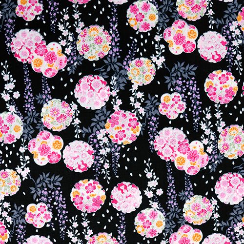 Blumenkreise Bltenbltter Japanische Wisteria Stoff von Japanese Indie