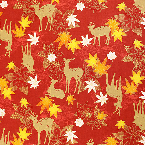 Hirsche Ahorn Herbstbltter Stoff von Japanese Indie