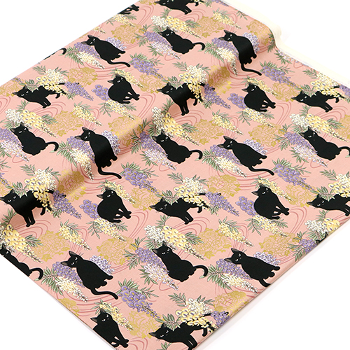Neko Black Cat Wisteria Gold Flowers 3