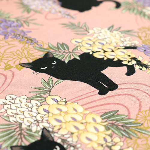 Neko Black Cat Wisteria Gold Flowers 5